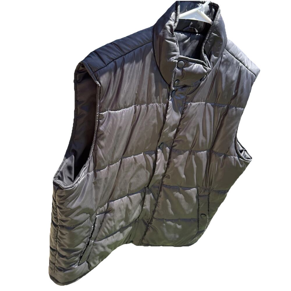 Vintage Y2K J Ferrar Men’s XL Charcoal Gray Puffer Vest, Quilted Full Snap Zip￼